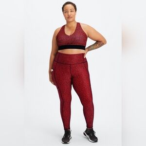 Fabletics Red Leopard Print Women's Legging and Sprots Bra Set